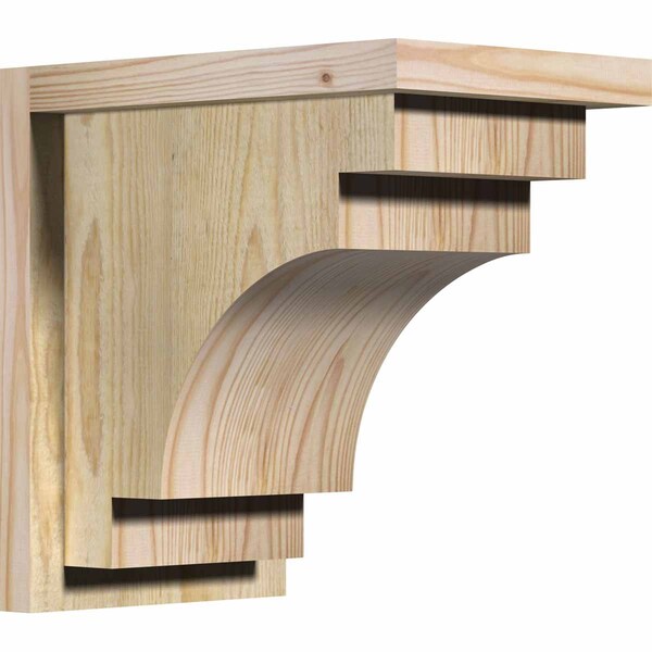 Ekena Millwork Mediterranean Rough Sawn Corbel w/Backplate, Douglas Fir, 8"W x 12"D x 12"H COR08X12X12MED01RDF - main